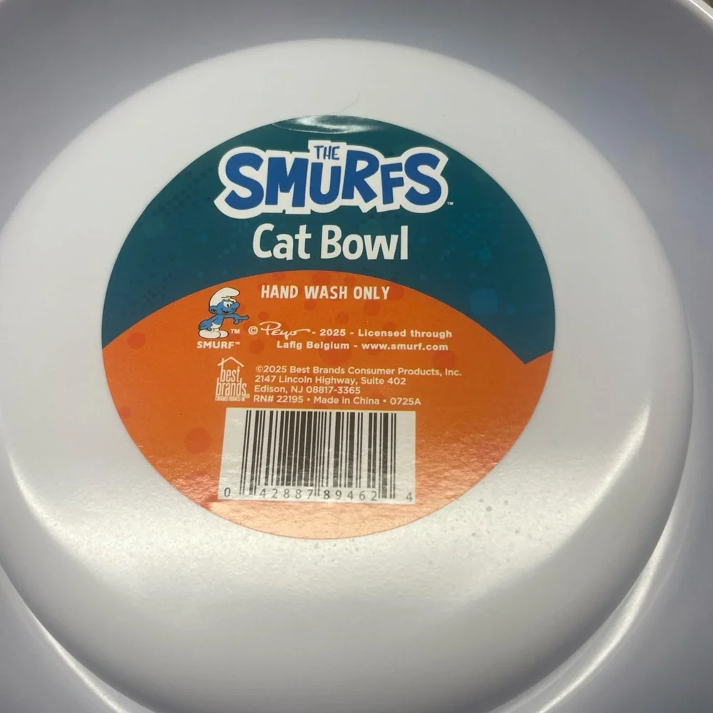 Nostalgic The Smurfs Pet Bowl Food Water Dish Blue Plastic 6” W 2” H Cat Dog